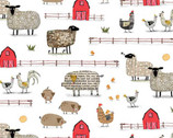 On the Farm - Farm Scene White by Terry Runyan from Contempo Fabric