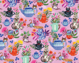 Sew Mischievous - Cat Tea Party Pink by Miriam Pos from Dear Stella Fabric