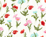 Positively Poppies - Meadow Cream by Diane Neukirch from Clothworks Fabric