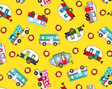Roamin’ Holiday - Tossed Campers Yellow by Pam Bocko from Studio E Fabrics