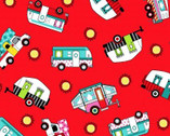 Roamin’ Holiday - Tossed Campers Red by Pam Bocko from Studio E Fabrics
