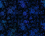 Tapestry - Floral Sprigs Blue on Black from In The Beginning Fabric