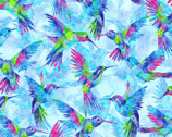 Hummingbird Heaven - Hummingbird Allover Blue Bright by Elizabeth Isles from Studio E Fabrics