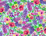 Hummingbird Heaven - Large Allover Flowers Sky Blue by Elizabeth Isles from Studio E Fabrics