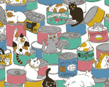 Variety Animals - Cats Cans White from Cosmo Fabric