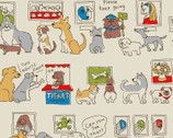 Variety Animals - Dog Picture Galley Natural from Cosmo Fabric