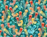 Calypso II - Jellyfish Teal by Jason Yenter from In The Beginning Fabric