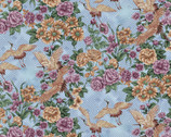 Japanese Elegance - Floral Cranes Blue from Print Concepts Fabric