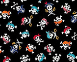Pirates - Skulls Black from Makower UK  Fabric