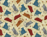 Colorful Cats - Cats Vanilla by Cheryl Haynes from Benartex Fabrics