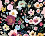 New Earth - Floral Dark Black by Esther Fallon-Lau from Clothworks Fabric