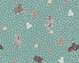 Piggy Tales - Donkeys Floral Duck Egg Aqua from Lewis and Irene Fabric