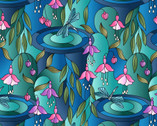 Reflections - Floral Dragonfly Pond Green and Blues from Lewis and Irene Fabric