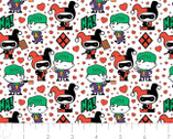 Character Valentine’s Day - Harley Quinn and Joker Hearts White from Camelot Fabrics