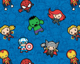 Marvel Kawaii 2 - Action Packed Heroes Blue from Camelot Fabrics