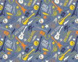Rock On - Band Light Blue by Elizabeth Silver from Camelot Fabrics