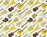Rock On - Amped Up Guitars Cream by Elizabeth Silver from Camelot Fabrics