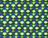 Area 51 Alien Heads Blue from Robert Kaufman Fabric