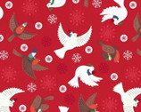 Hygge Glow In The Dark - Flying Bird Red from Lewis and Irene Fabric