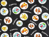 Pokemon Micro Velvet FLEECE - Characters Circles Black from Robert Kaufman Fabric