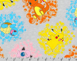 Pokemon - Character Pokeball Bubbles Grey from Robert Kaufman Fabric