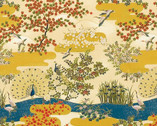 Imperial Collection 17 - Peacock Cranes River Garden Natural from Robert Kaufman Fabric