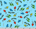 A Little Dr. Seuss - One Fish Two Fish Blue from Robert Kaufman Fabric