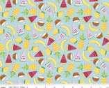 Rainbowfruit - Fruits Coconuts Aqua by Amber Kemp-Gerstel from Riley Blake Fabric