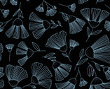 Midnight Flora - Outlined Flowers Dark by Melissa Lowry from Clothworks Fabric