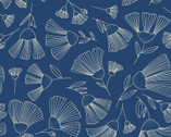 Midnight Flora - Outlined Flowers Dark Denim Blue by Melissa Lowry from Clothworks Fabric