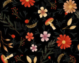 Midnight Flora - Small Floral Black by Melissa Lowry from Clothworks Fabric