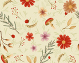 Midnight Flora - Small Floral Cream by Melissa Lowry from Clothworks Fabric