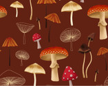 Midnight Flora - Mushrooms Denim Brick by Melissa Lowry from Clothworks Fabric