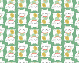 On A Roll - Maneki Neko Lucky Cat Mint Green from Camelot Fabrics