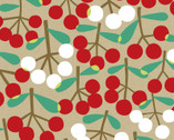 Mushroom and Cherry OXFORD - Cherries Tan from Cosmo Fabric