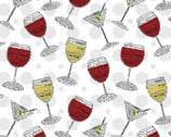 Charcuterie and Cocktails - Tossed Cocktails on Dots from Print Concepts Fabric