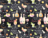 Charcuterie and Cocktails - Cocktail Allover Chalkboard from Print Concepts Fabric