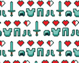 Minecraft - Diamond Icons Hearts White from Springs Creative Fabric
