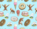 Curious George - George Snacks Blue from Springs Creative Fabric