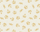 Jubilee - Crowns Gold Metallic Cream from Lewis and Irene Fabric