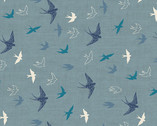 Hedgerow - Swallows Blue from Makower UK  Fabric
