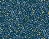 Hedgerow - Leaves Berries Blue from Makower UK  Fabric