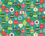 Santa Express - Baubles Teal Green from Makower UK  Fabric