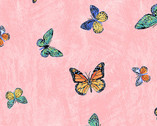 Lovebirds - Butterflies Pink by Two Can Art from Andover Fabrics