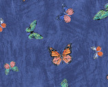 Lovebirds - Butterflies Navy Blue by Two Can Art from Andover Fabrics