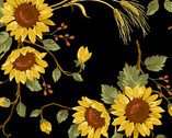 Sunflower Field - Sunflower Bouquets Black from Andover Fabrics