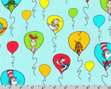 Celebrate Seuss - Characters Balloons Aqua from Robert Kaufman Fabric