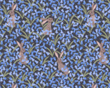 Bluebell Wood Removed - Hare Dark Blue from Lewis and Irene Fabric
