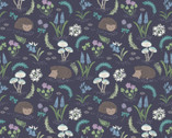Bluebell Wood Removed - Hedgehog Dark Blue from Lewis and Irene Fabric