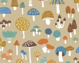 Mushroom and Cherry OXFORD - Mushrooms Taupe from Cosmo Fabric